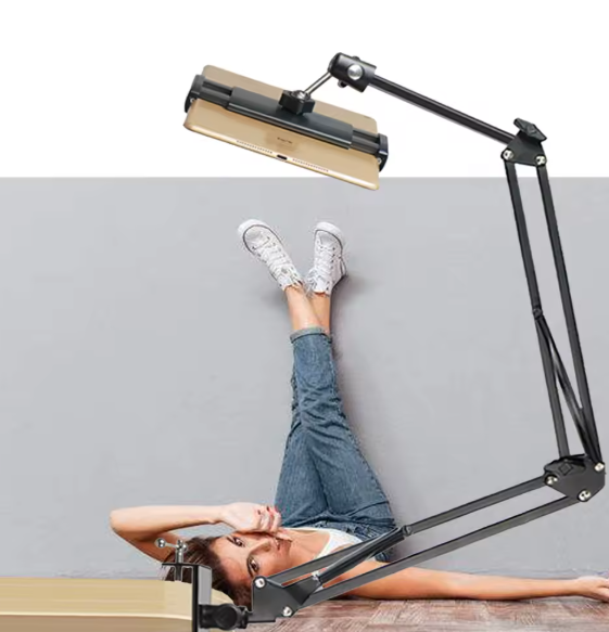 Support de téléphone rotatif à 360 degrés avec bras en aluminium pour iPad et téléphones ou autres appareils avec écrans.
