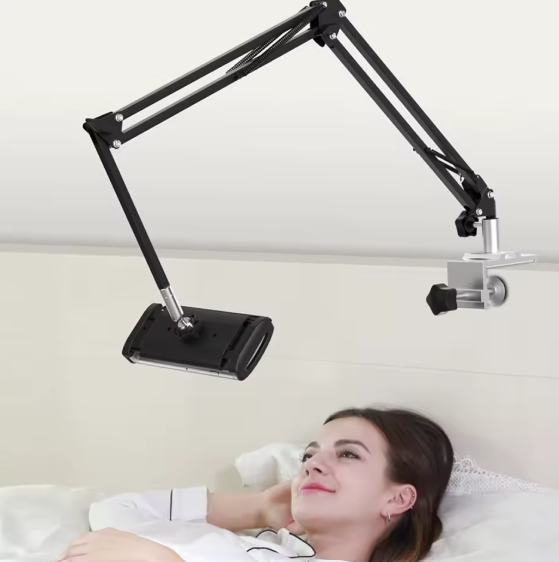 Support de téléphone rotatif à 360 degrés avec bras en aluminium pour iPad et téléphones ou autres appareils avec écrans.