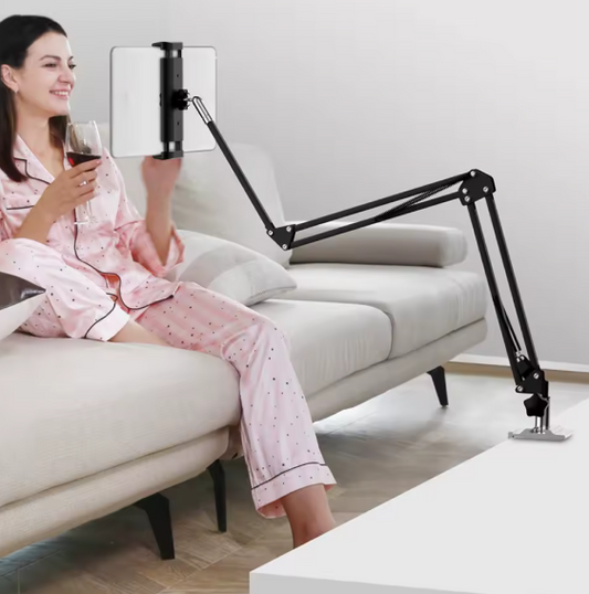 Support de téléphone rotatif à 360 degrés avec bras en aluminium pour iPad et téléphones ou autres appareils avec écrans.