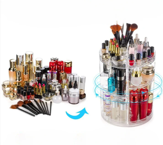Boîte de rangement cosmétique rotative 360°