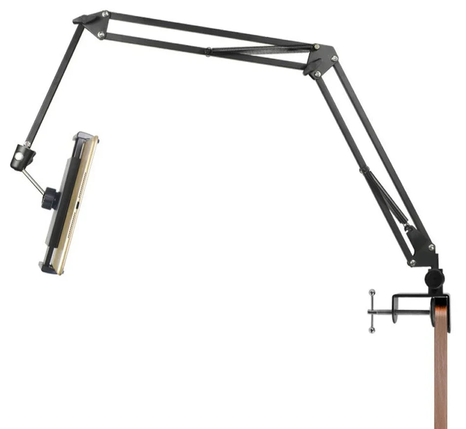 Support de téléphone rotatif à 360 degrés avec bras en aluminium pour iPad et téléphones ou autres appareils avec écrans.