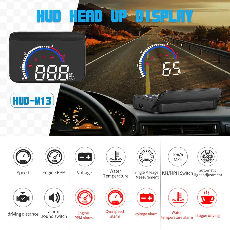 Compteur de vitesse GPS numérique pour voiture, affichage tête haute, alerte de survitesse